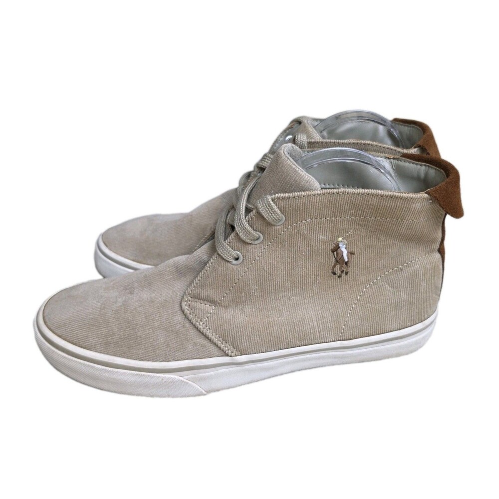 Polo Ralph Lauren Talin Mens Tan Corduroy Suede Mid Top Chukka Sneakers 9.5D